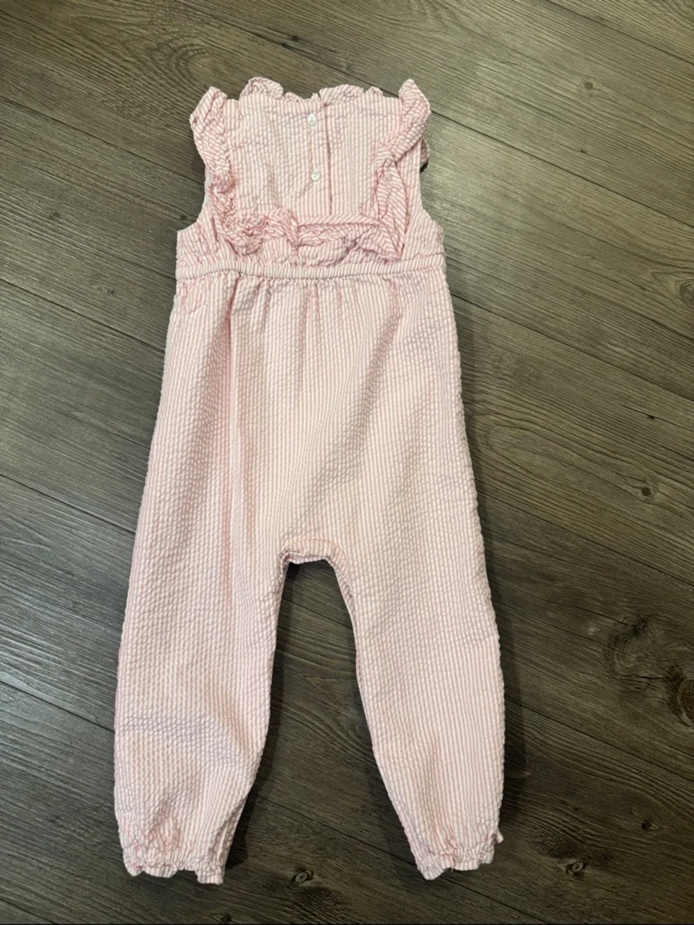 Janie and Jack Pink Striped Seersucker Ruffle Romper. 18-24m. Like new! - Picture 4 of 4